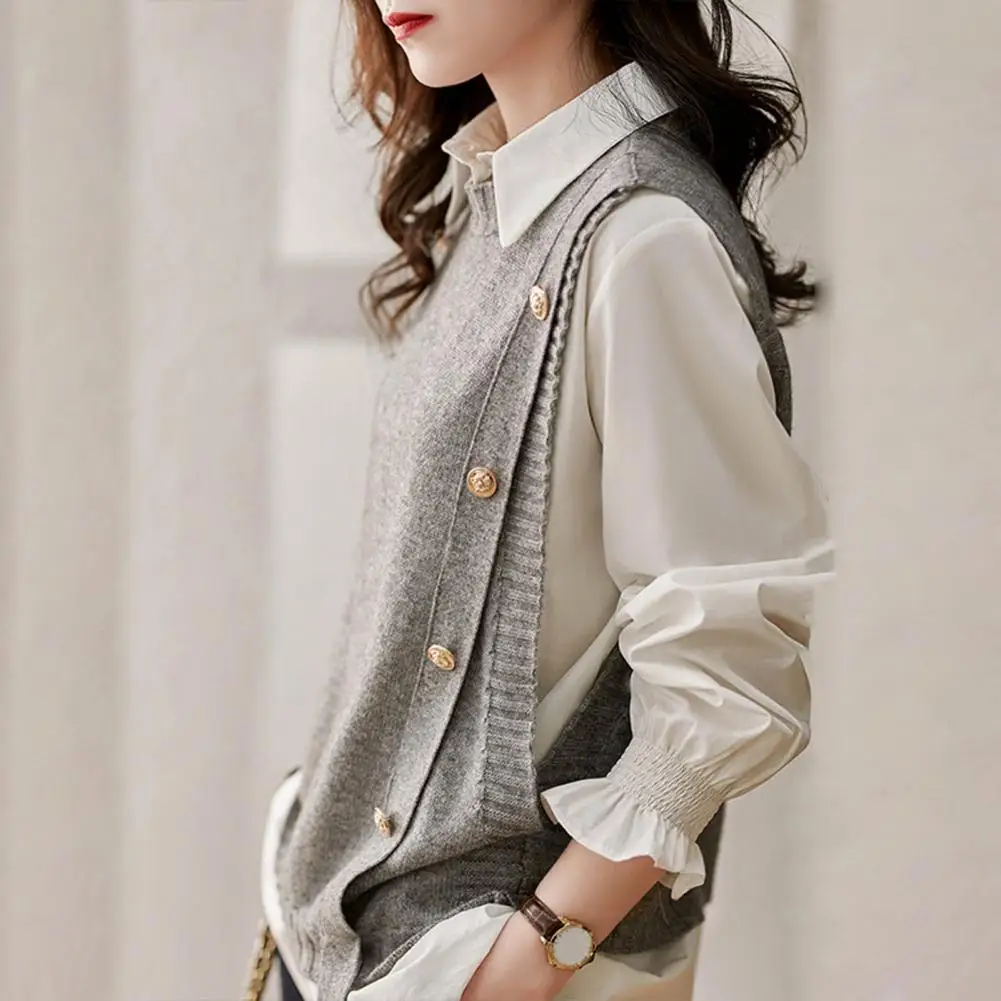 Women Vest for Shirts or Tops Fashionable Women\'s Knitted Vest Stylish Sleeveless Tank Top for Autumn Winter Soft Retro Trendy