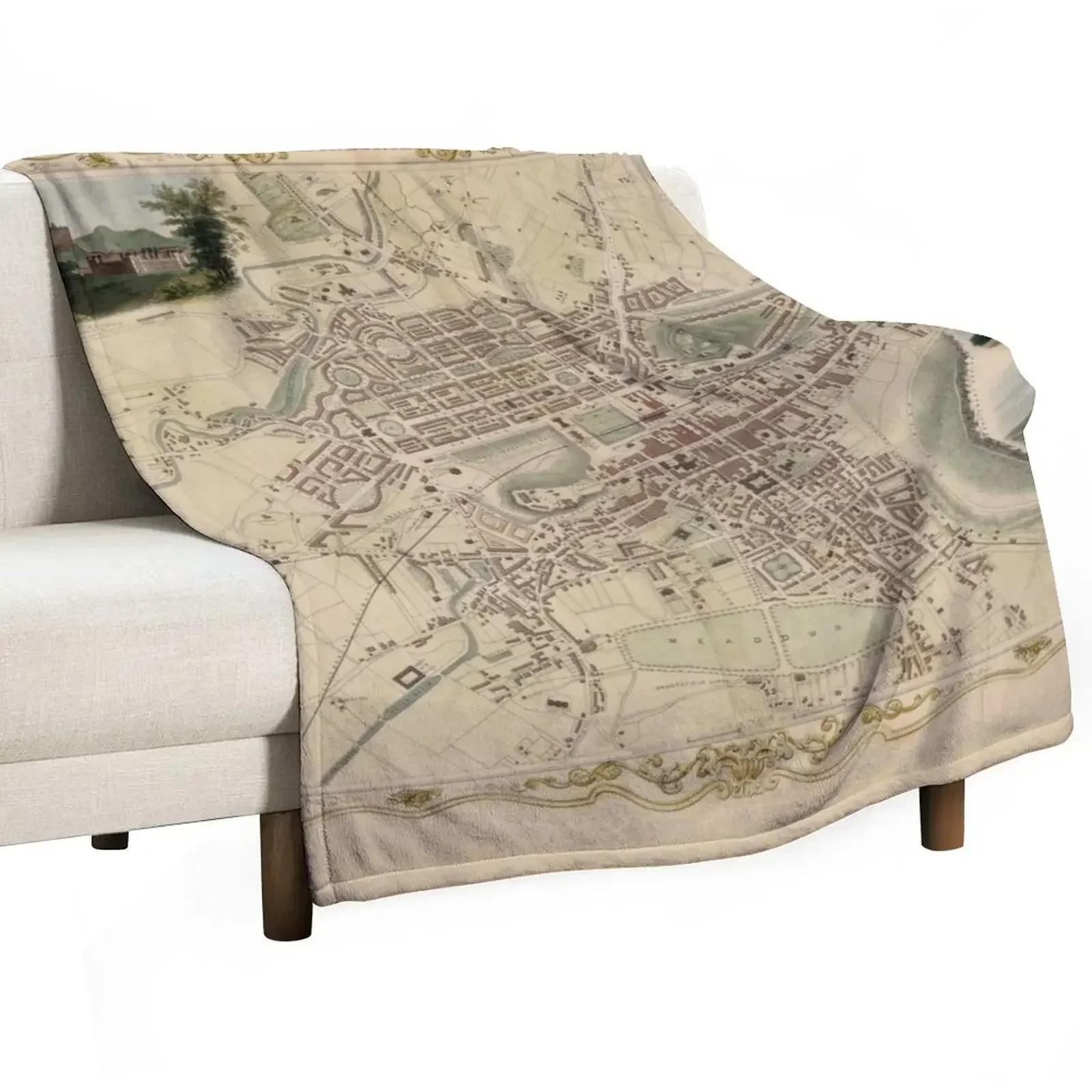 Vintage Edinburgh Scotland Map (1851) Throw Blanket for babies Sofas Blankets