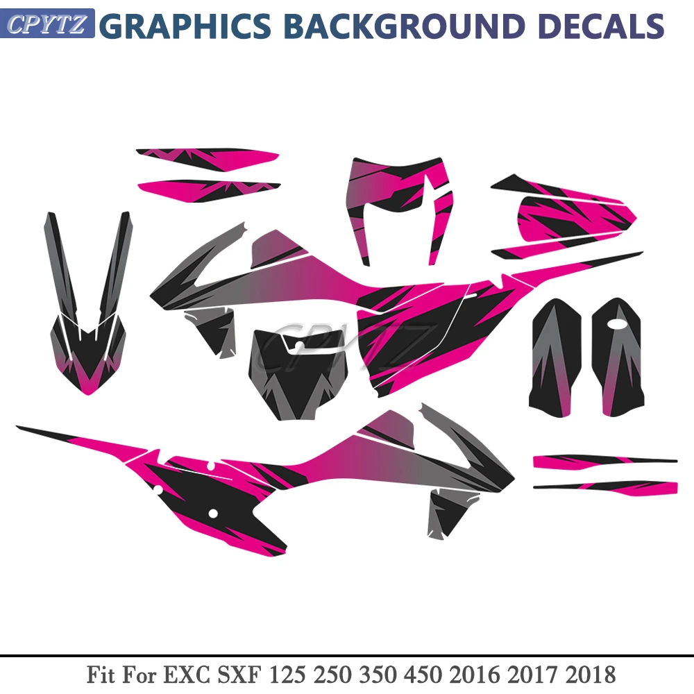 Graphics Decals Stickers Kit Motorcycle Background Fit For 125 250 350 450 500 SX SXF XC XCF 2016 - 2018 EXC EXCF XCW 2017 -2019