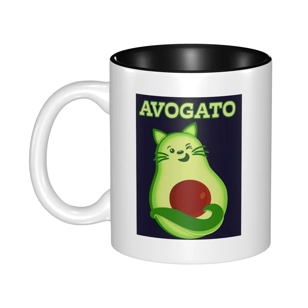 Avocado Keto Kitty Cat Winks At You Mug Funny Ceramic Coffee Cups Tea Mugs Milk Cup Drinkware Gift for Friends