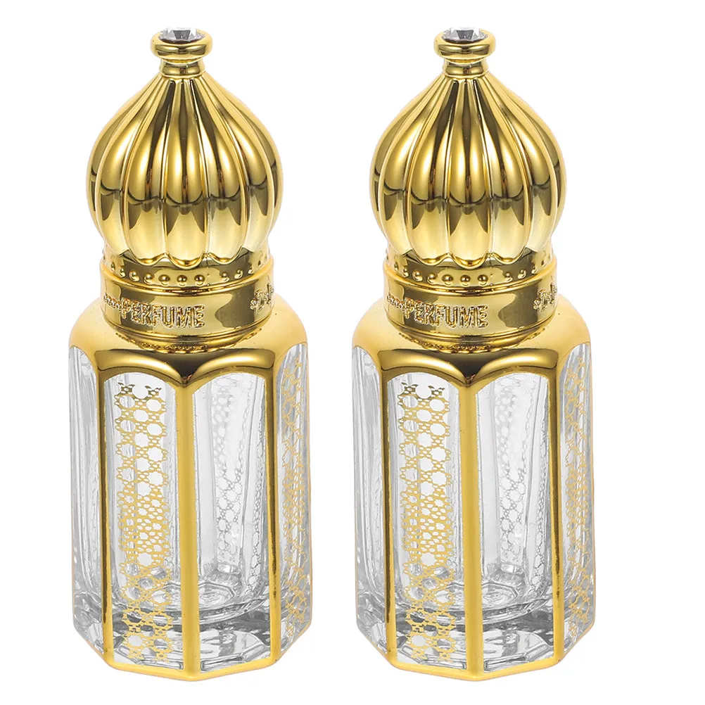 2Pcs 3Ml Refillable Glass Essential Oil Bottles Compact Travel Perfume Dispenser Dropper Applicator for Personal Fragrance