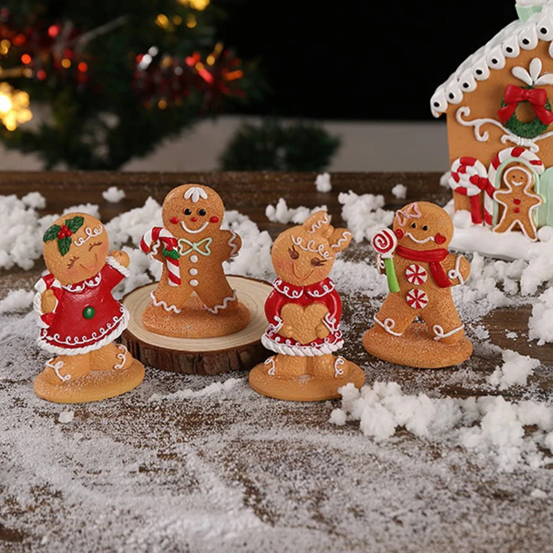 Natale Cartoon Gingerbread Man paesaggio ornamento decorazione della finestra di natale artigianato in resina ornamenti regali di festa per bambini