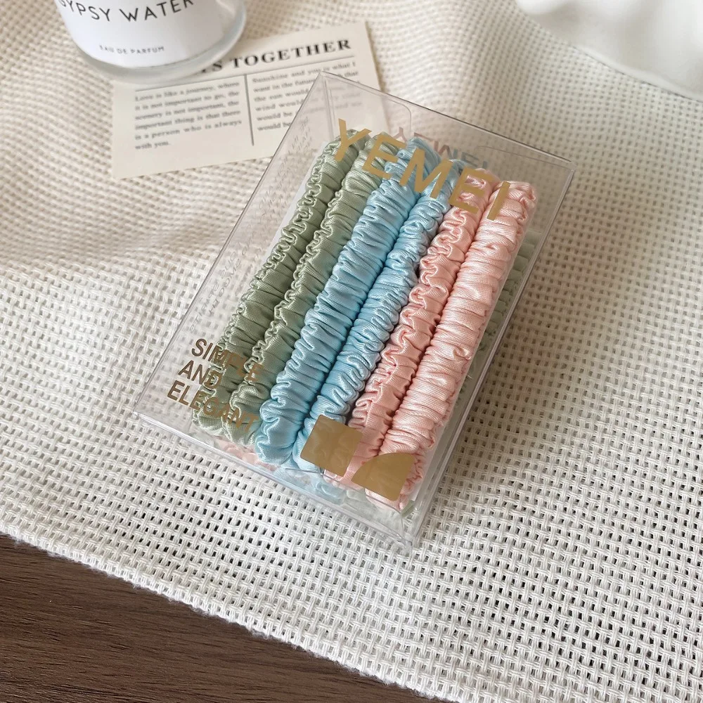 12pcs/box Boxed Silk Hair Rope Set High Elasticity Hair Ring Satin Rubber Band Hair Accessories Solid Color Basic Hair Tie Girl