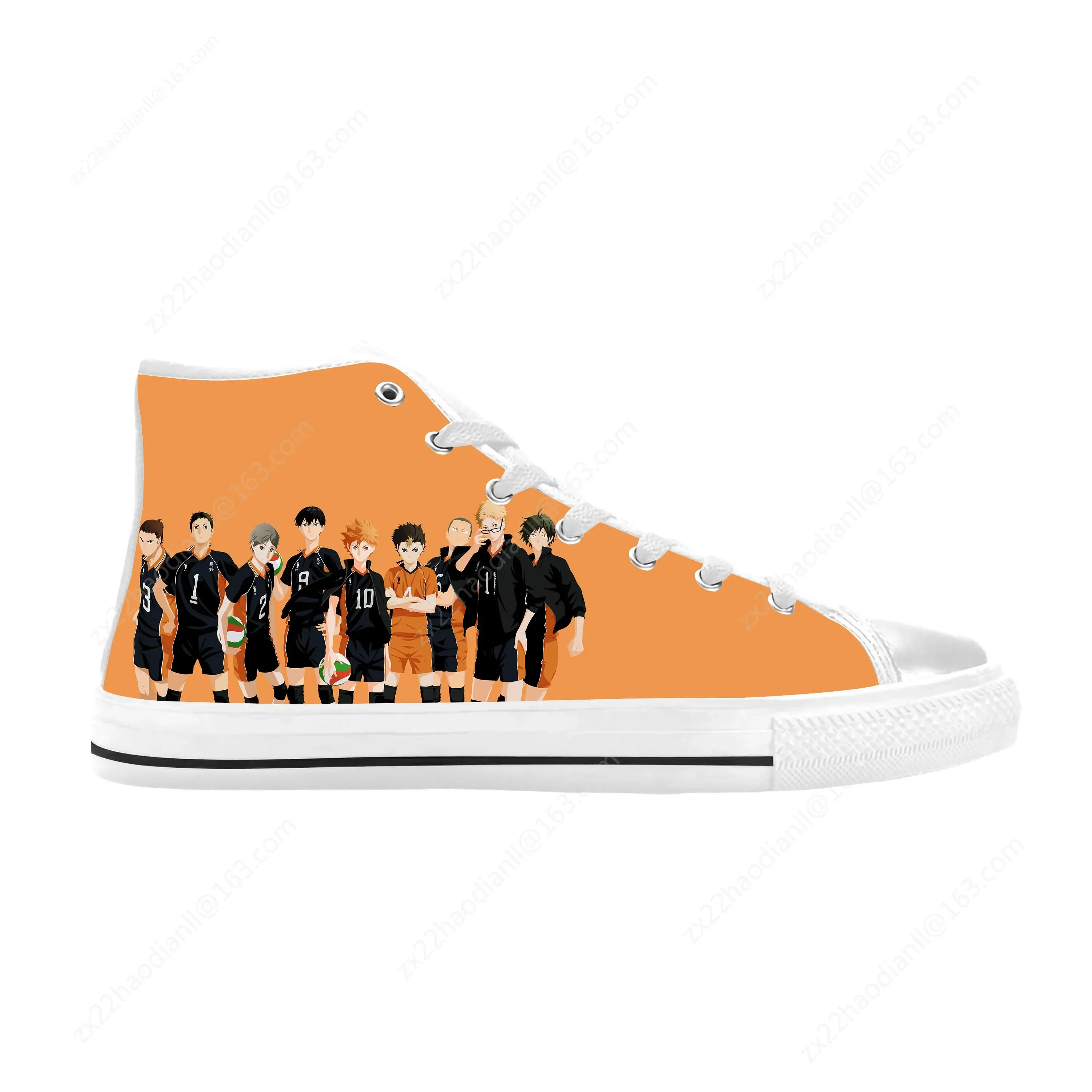 Hot Japanese Anime Manga Cartoon Haikyuu Karasuno Casual Cloth Shoes High Top Comfortable Breathable 3D Print Men Women Sneakers