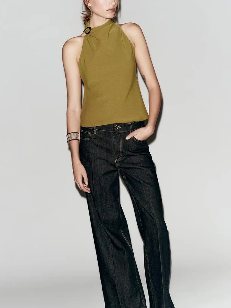 

Европейский и американский стиль, осень 202, новое поступление, дизайн женской одежды, универсальные металлические аксессуары, топ