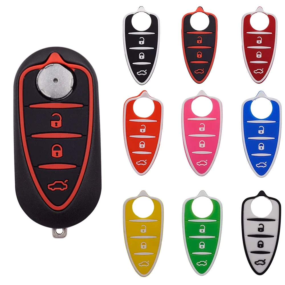 Cocolockey Rubber Car KeyPad for Alfa Romeo 156/159 /mito/giulietta/gt/4c 3Buttons Flip Folding Remote Key Shell Silicone Pad