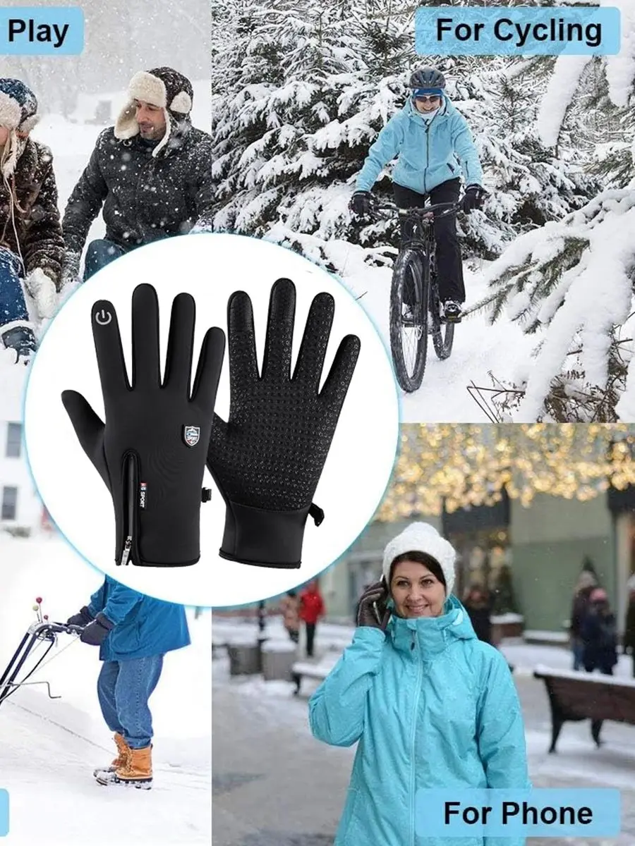 AliExpress Winter Gloves for Men Women,Cold Weather Thermal Windproof Water Resistant,Keep Warm Touch Screen for Cycling Running Driving