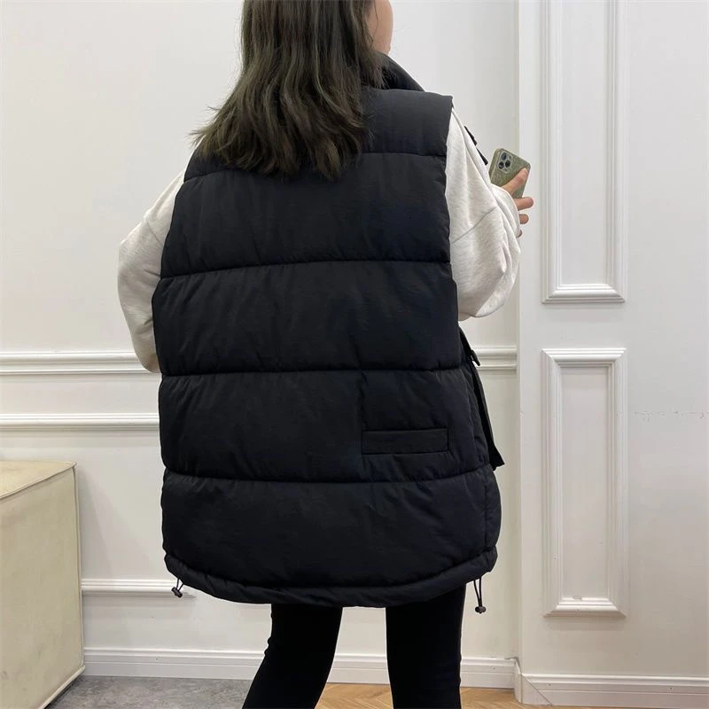 2024 New Women's Winter Loose-fit Down Cotton Vest Outer Wear Puffer Jacket  Sleeveless Jacket Bread Coat Windproof Overcoat