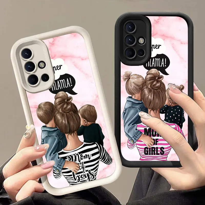 طفل أمي فتاة الوردي قضية الهاتف لسامسونج نوت 20 الترا A03 كور A04 A05 S A01 A06 A20 A30 A50 M12 M13 M15 M34 5G M51