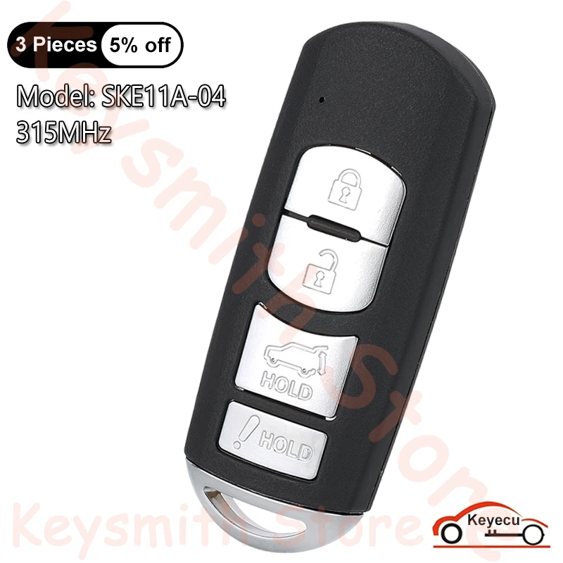 KEYECU 4 Buttons 315MHz for Mazda CX-7 2010-2012 CX-9 2010-2015 Auto Smart Remote Control Key Fob WAZX1T763SKE11A04, SKE11A-04