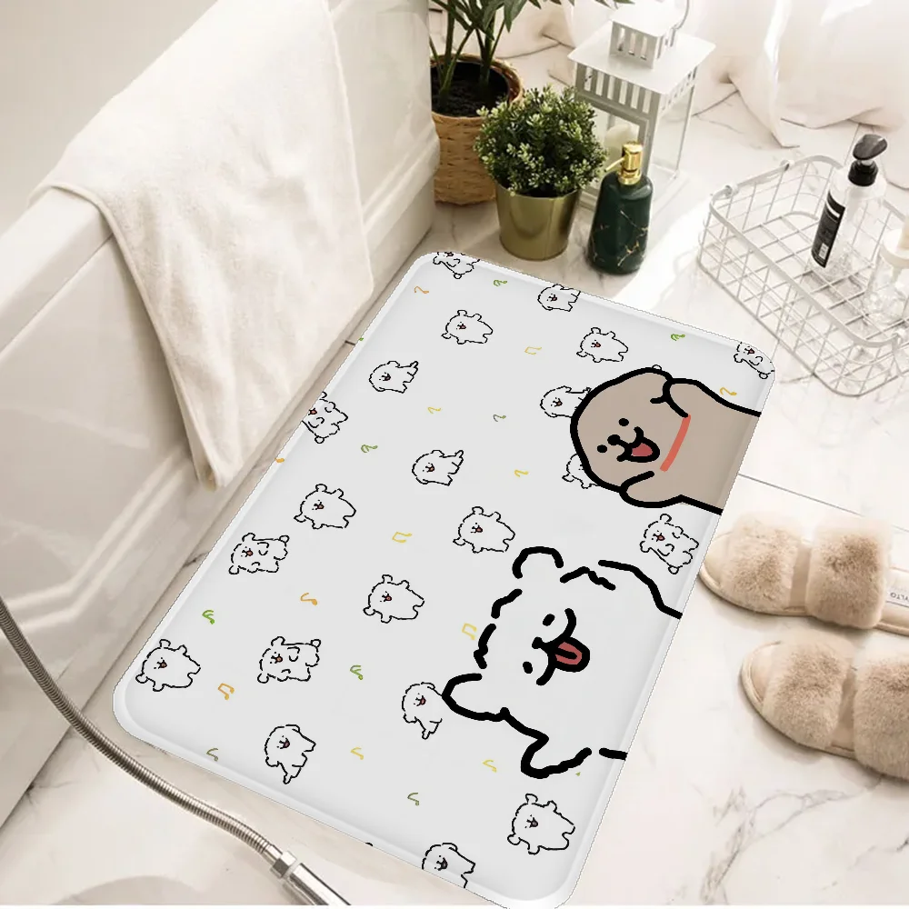 Kawaii Line Dog Maltese Floor Mat Floor Carpet Room Bedroom Decoration Balcony Anti-Slip Doormat Living Room Hotel Decor Mat