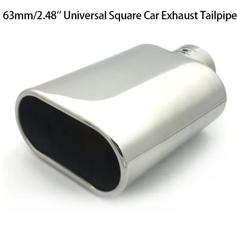 

63mm/2.48'' Universal Square Car Exhaust Tailpipe Muffler Tube Stainless Steel Slip-On Renault Sport Auto Accessories