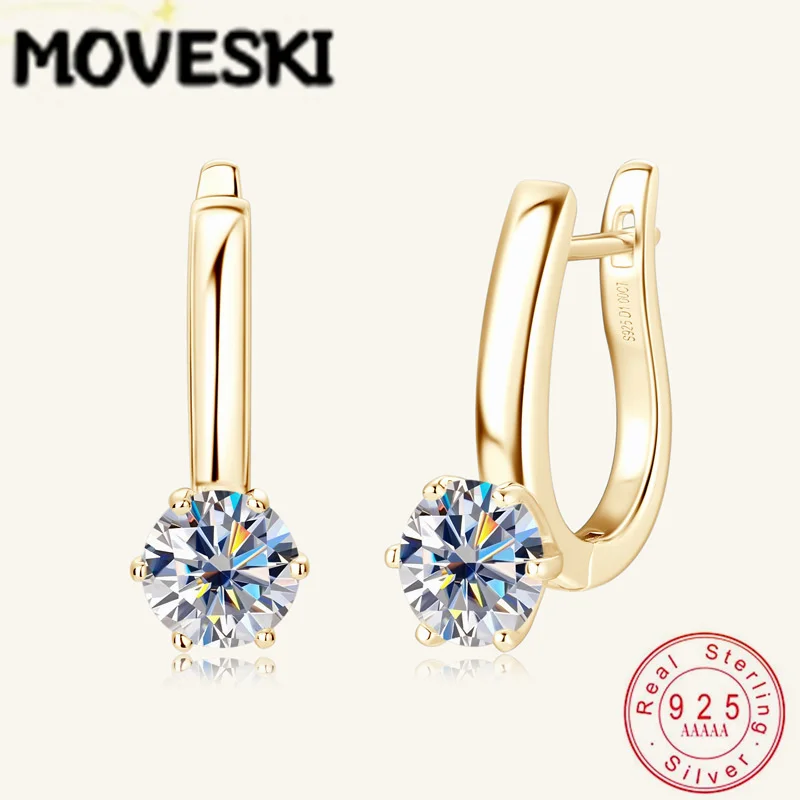 

Серьги-кольца из стерлингового серебра 925 пробы с муассанитом для женщин, минималистичные висячие серьги-солитеры, повседневные украшения, подарок