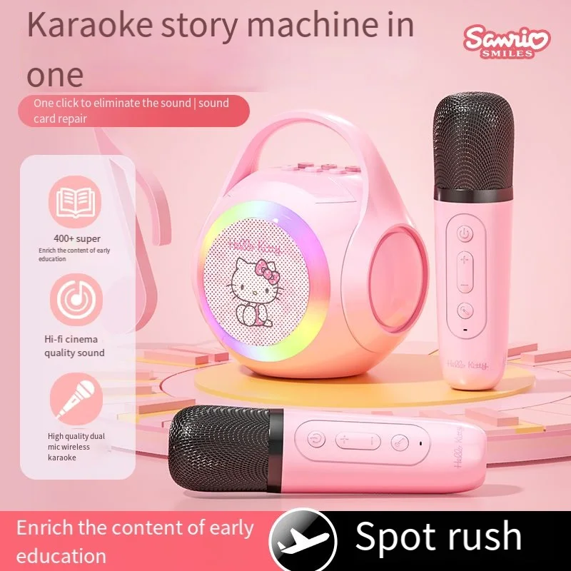 Sanrio Anime Figuur Kuromi Ktv Bluetooth Speaker Kinderen Wekker Smart Speaker Schattig Uiterlijk Zacht Licht Nieuw 24