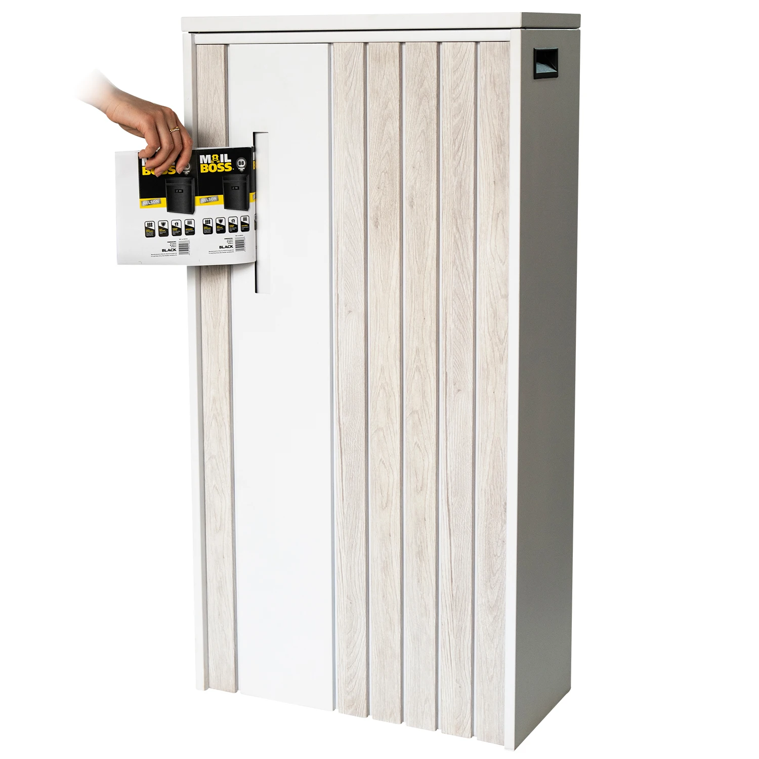 Modern Smart Wood Pattern Parcel Delivery Box With Combination Lock Outdoor Parcel Mail Box Parcel Drop Box for Package