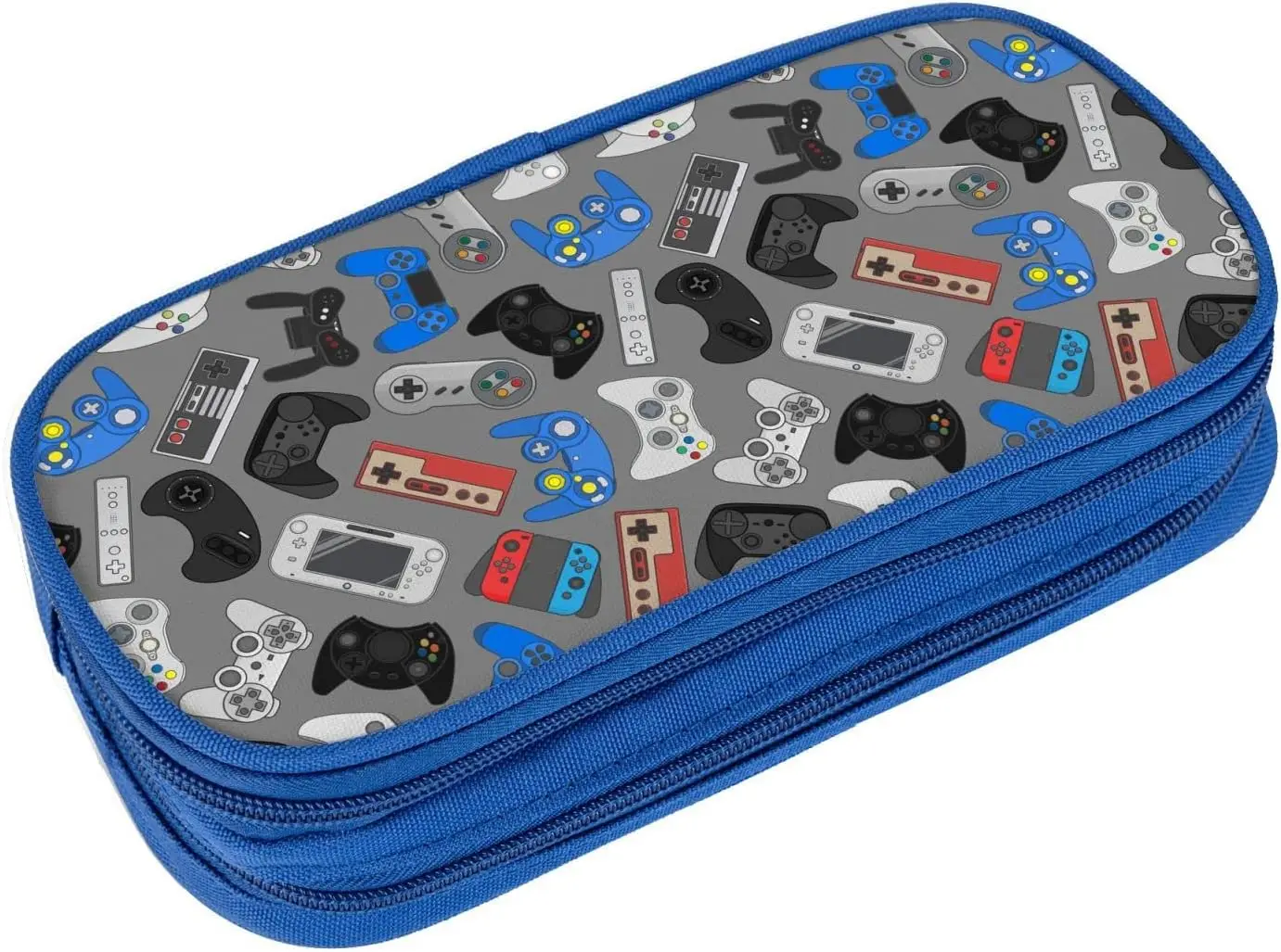 Video Game Controller Background Pencil Case Big Capacity Multi Compartment Stationery Box Pencil Pouch