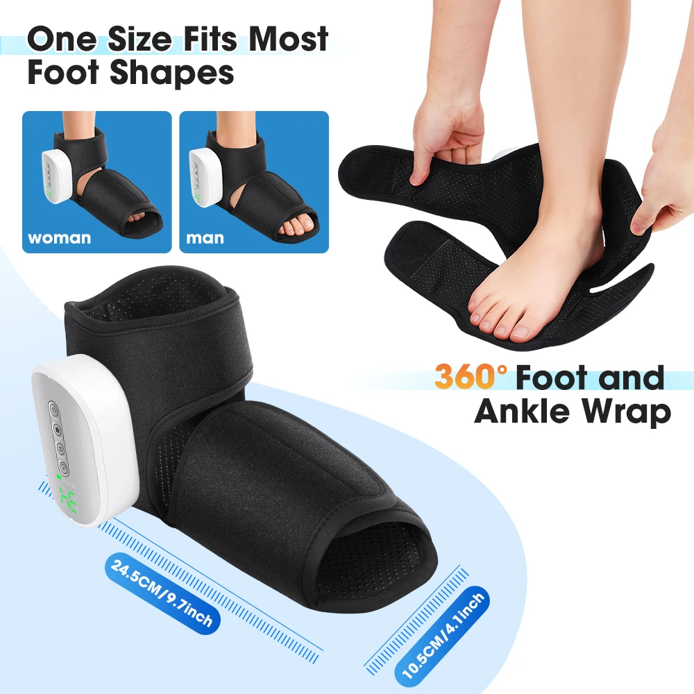2026 New 3 Mode 4 Level Dual Airbag Foot Ankle Massager Cordless Heated Foot Massager with Air Compression for Daily Comfort
