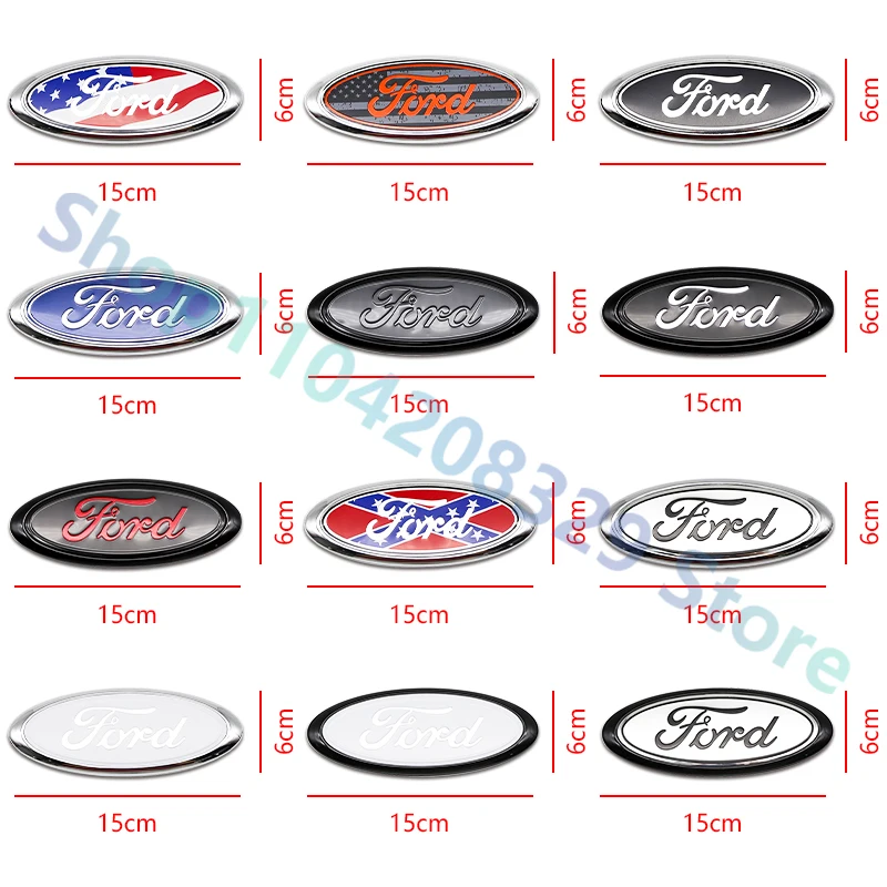 15x6cm Car Front Hood Badge Suitable for Ford Fiesta Series Focus Mondeo Explorer Fusion Transit Edge Trunk Sticker Accessories