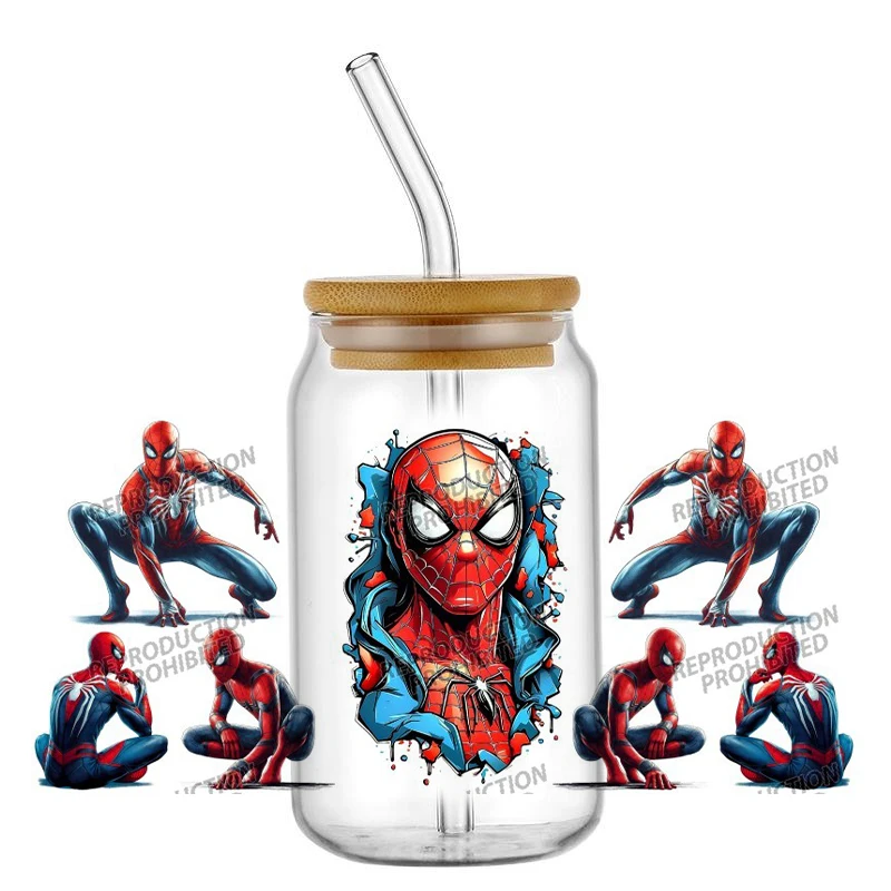 Beliebte Helden-Serie UV-DTF-Aufkleber für 16oz Becher, Tassen, Flaschen, DIY-Becherummantelung, kreative handgemachte Aufkleber, Heimdekoration