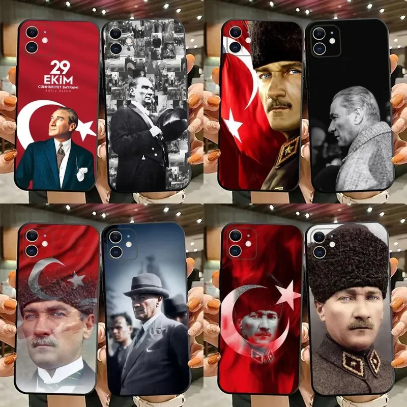 Чехол для телефона SJ1 Турция Мустафа Кемаль Ататюрка для iPhone 15,14,13,12,11,Plus,Pro Max,XS,XR,SE,Mini,8,7, мягкий силиконовый черный чехол