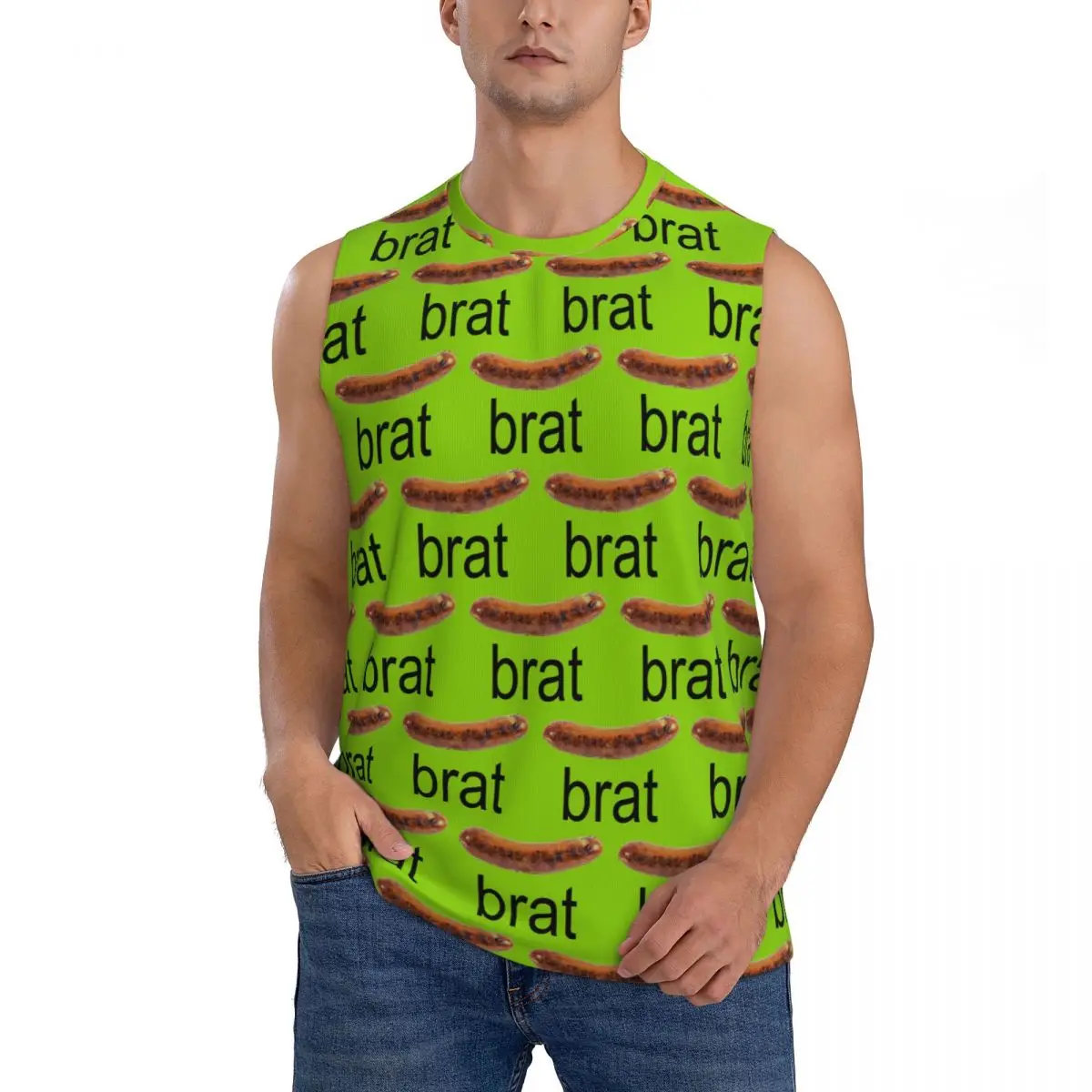 Brat Charli Xcx Men Sleeveless Tank Tops Quick Dry Breathable Gym Fitness Running Summer Casual Sport Vest