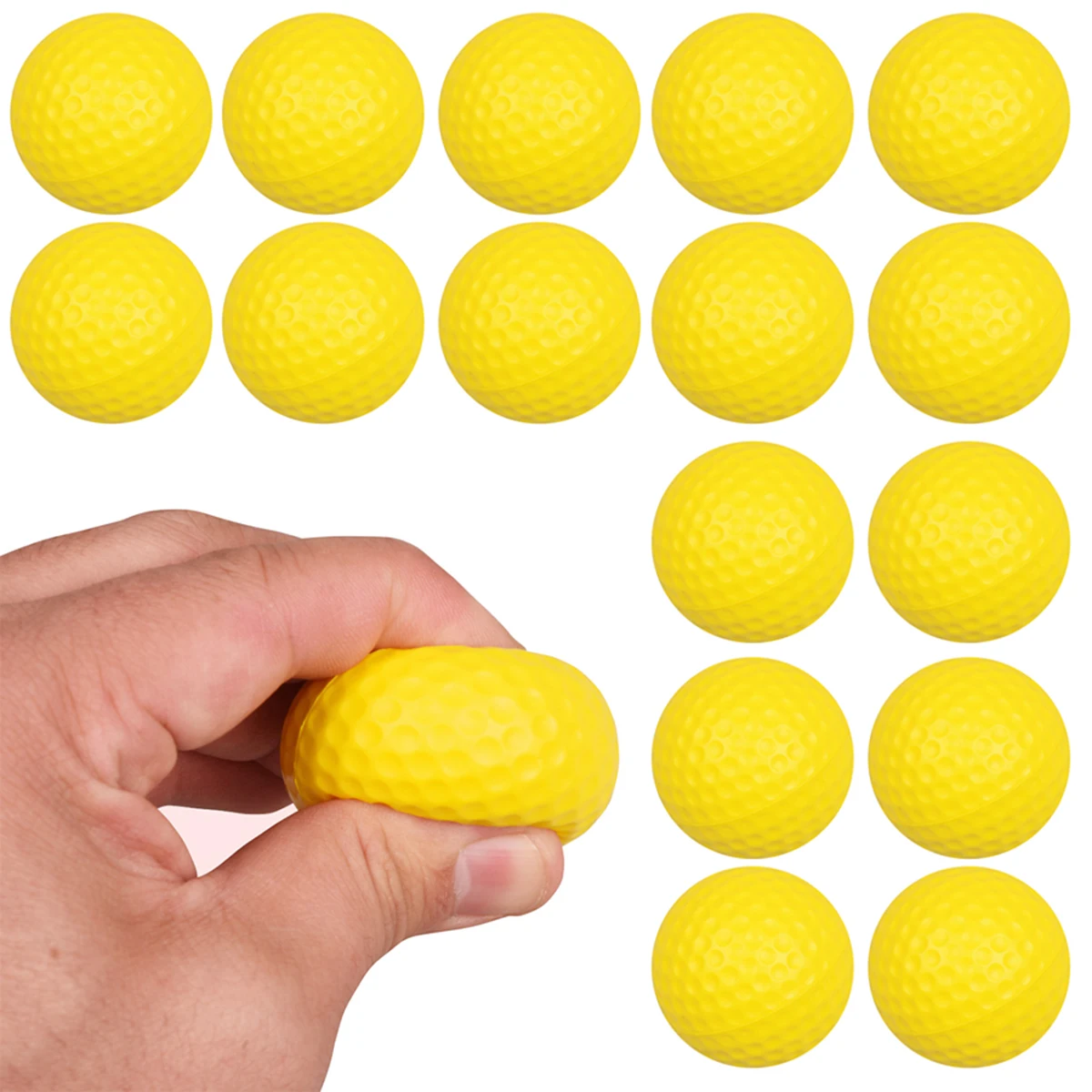 6pcs 4cm Yellow PU Soft Golf Ball Adult Stress Relief Kneading Toys Indoor Golf Practice Accessories Creative Release Toys Gifts