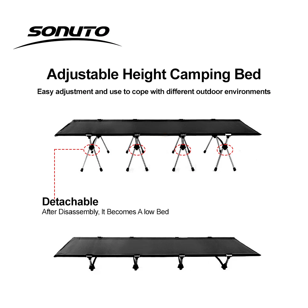 210X80cm 600D Oxford Camping Cot, Portable Folding Bed 210x80cm, 4kg Lightweight, Easy Setup for Outdoor Hiking Travel