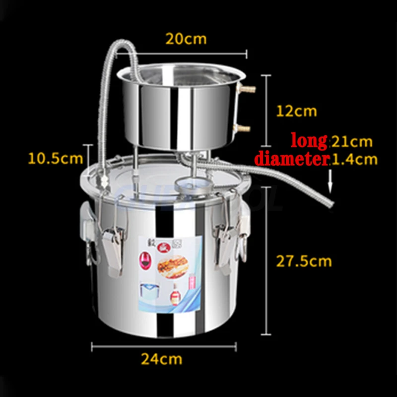 10L Distiller น้ำไวน์ Steamer Brewing อุปกรณ์ย่างไวน์เครื่องกรองน้ำไวน์บรั่นดี Essential น้ำมัน Brewing ชุด