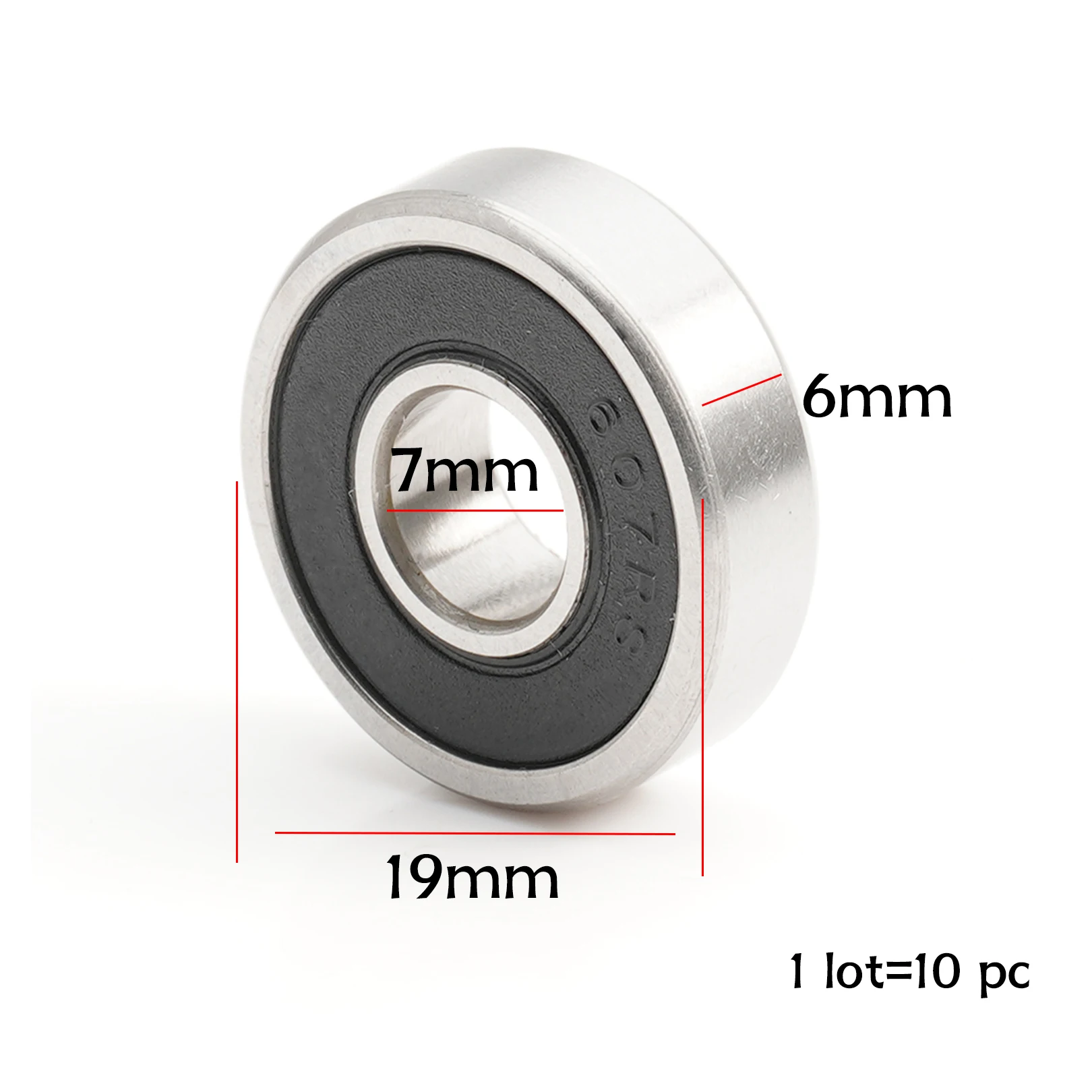 607RS Bearing 10PCS 7x19x6 mm ABEC-1 Miniature 607RS Ball Bearing Deep Groove Bearing 607-2RS Miniature Rubber Sealed