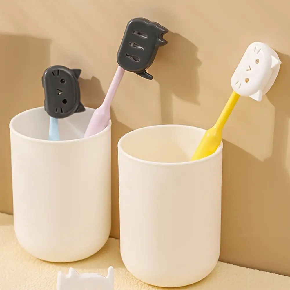 

4Pcs Plastic Cat Toothbrush Protective Covers Portable Dustproof Head Toothbrush Head Case Cat Shape Germproof