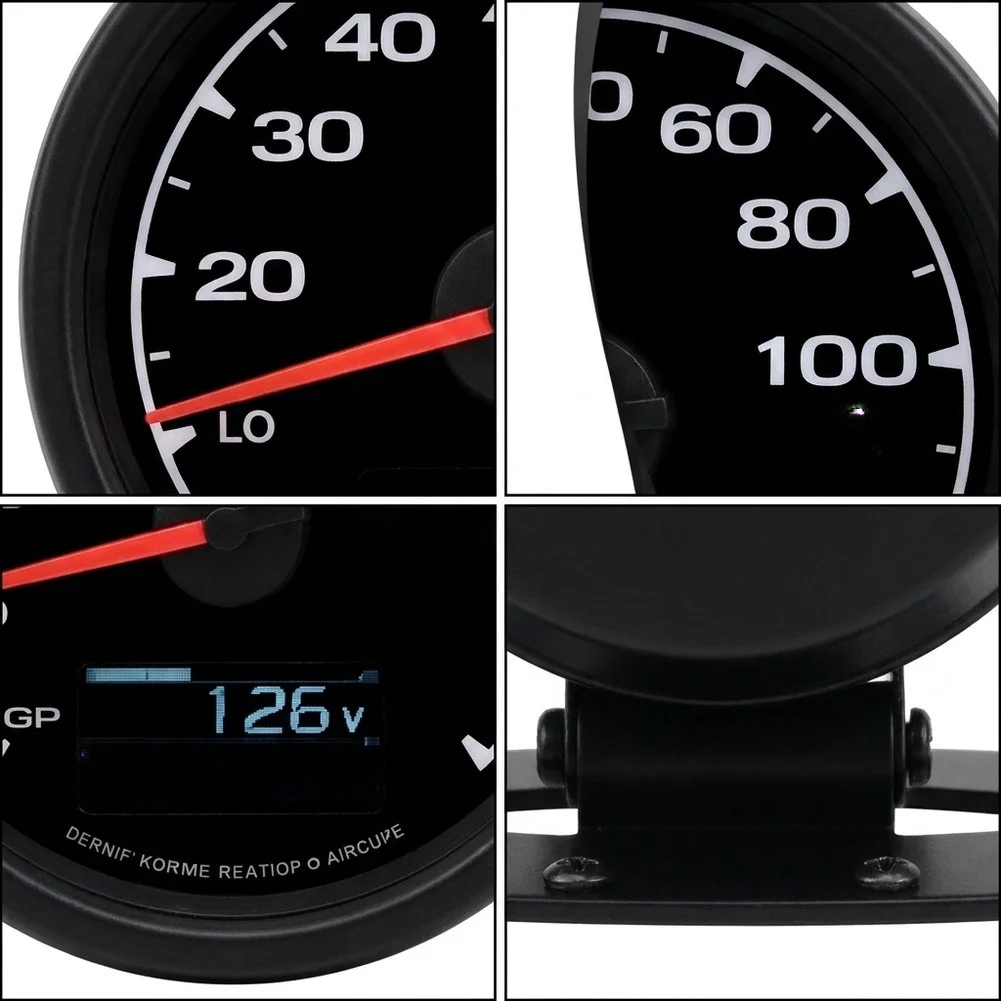 Black Coolant Temperature Oil Pressure for Turbo Gauges Set for Car Dashboard Modifications 12V System ABS and Metal
