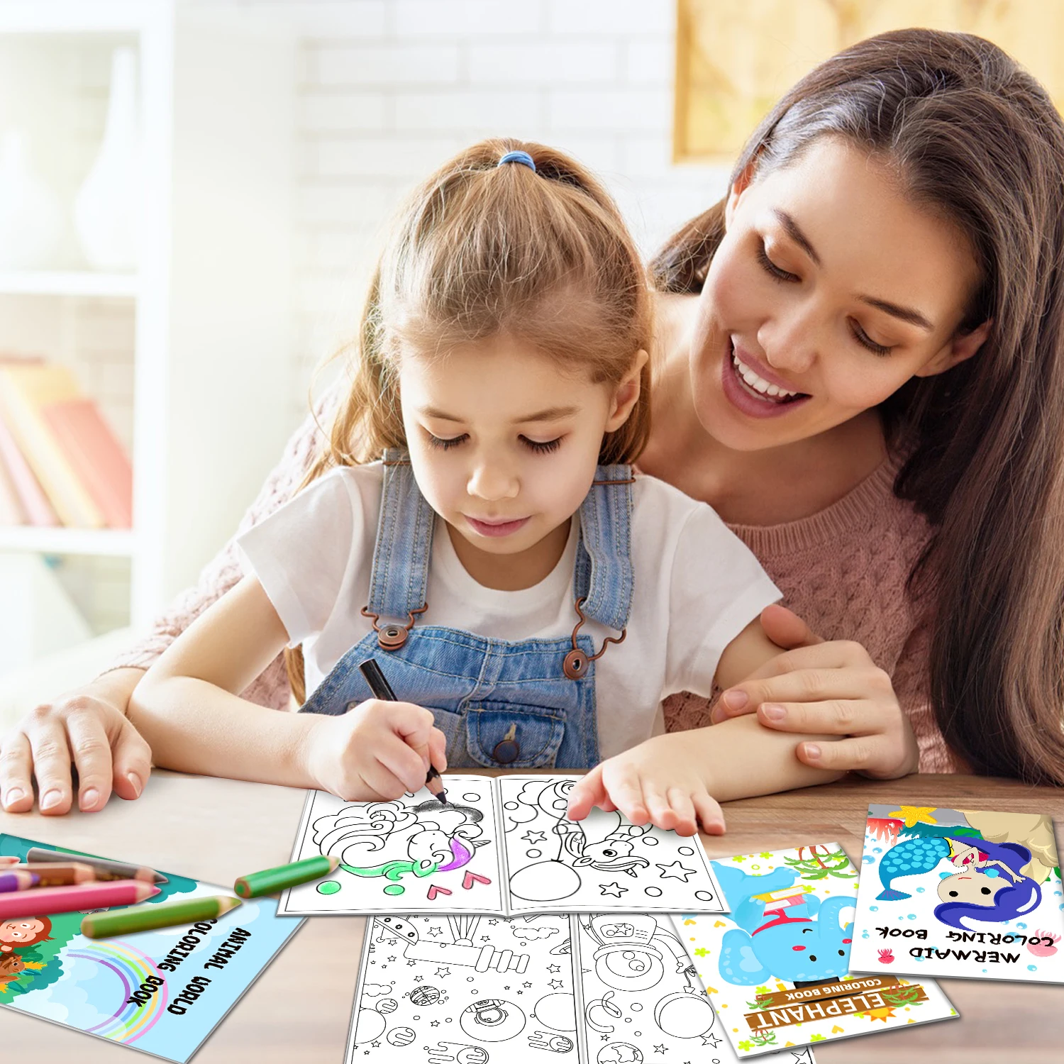 20-pack kleurboeken voor kinderen met 20 stapelkrijtenset Mini kleurboeken Bulk voor kinderen van 2-4-8-12 jaar Klein activiteitenboek