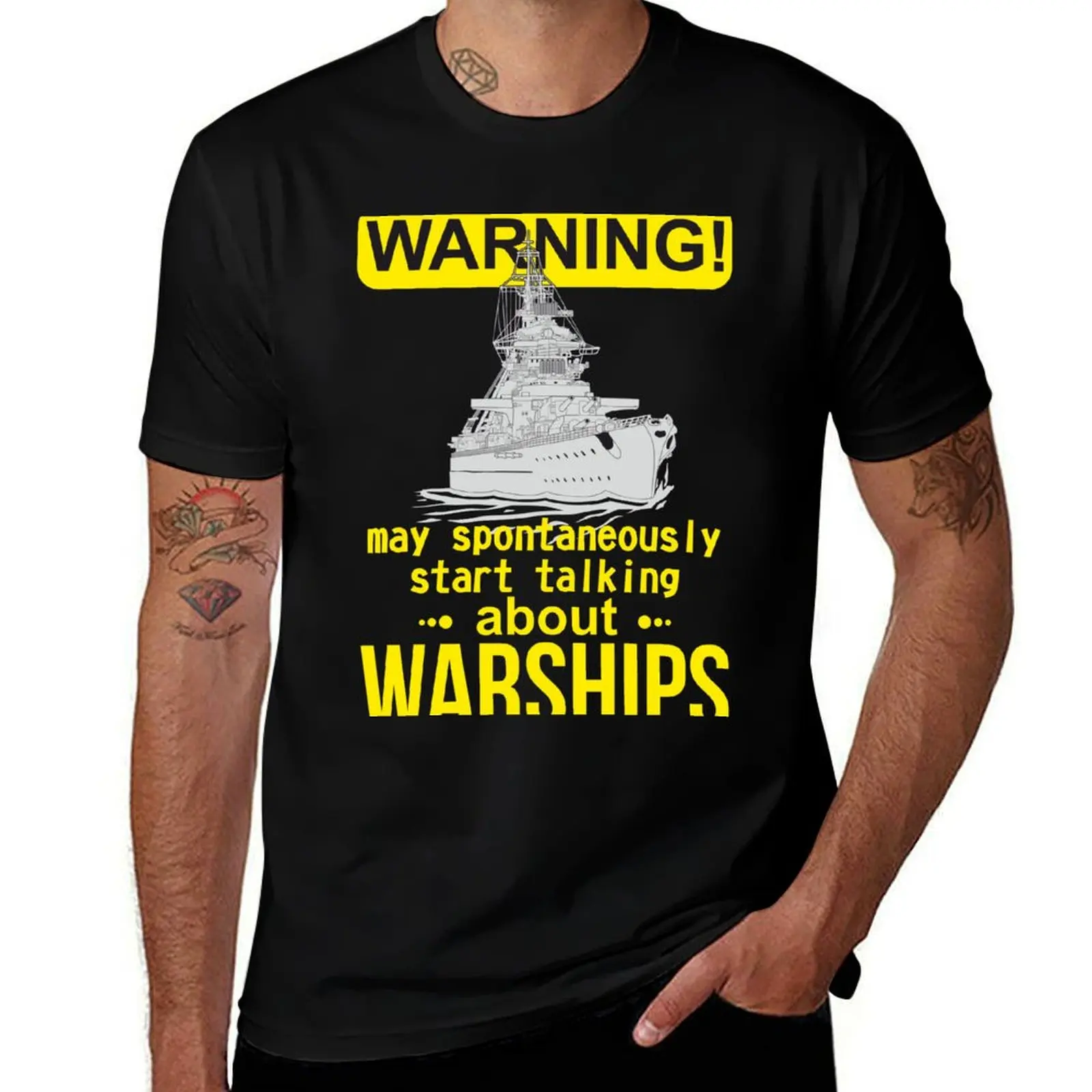 WARNING i spontaneously start talking about warships T-Shirt t shirts for man graphic funny T-Shirt