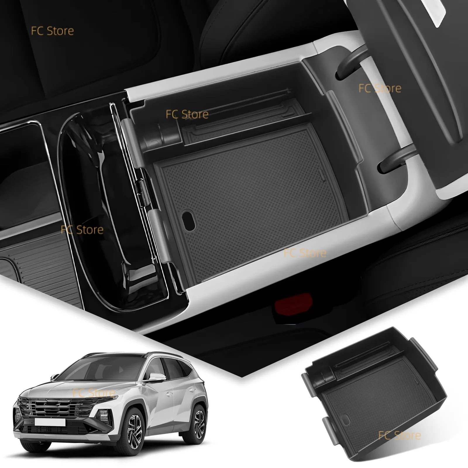 Para Hyundai Tucson NX 2025 2026: Caixa Organizadora Central para Apoio de Braço e Controle Central Automotivo - Acessórios para Tucson 2025