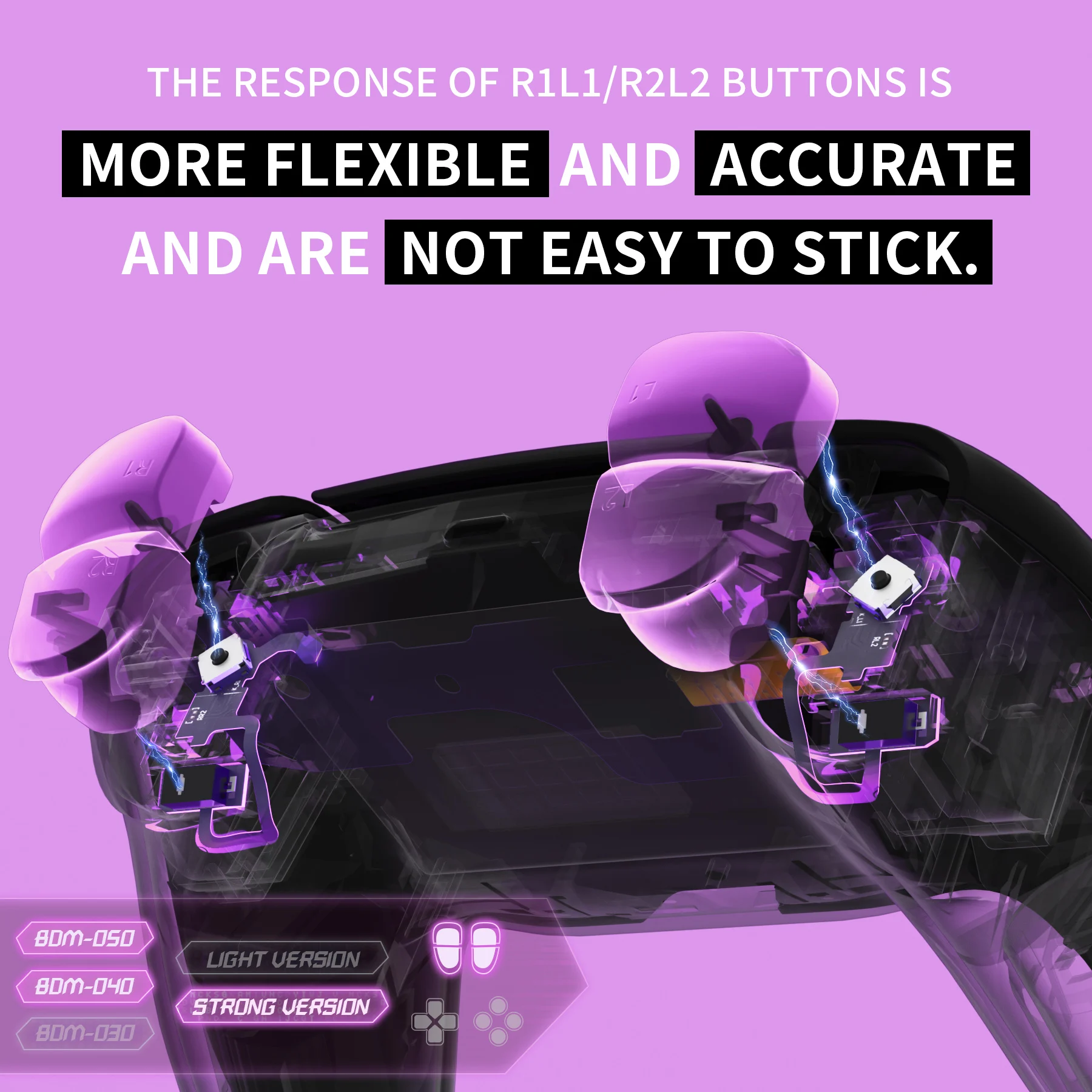 eXtremeRate Micro Switch Tactile Clicky Hair Trigger Kit V2 for ps5 Controller BDM-040/50/060, Shoulder Button Mouse Click
