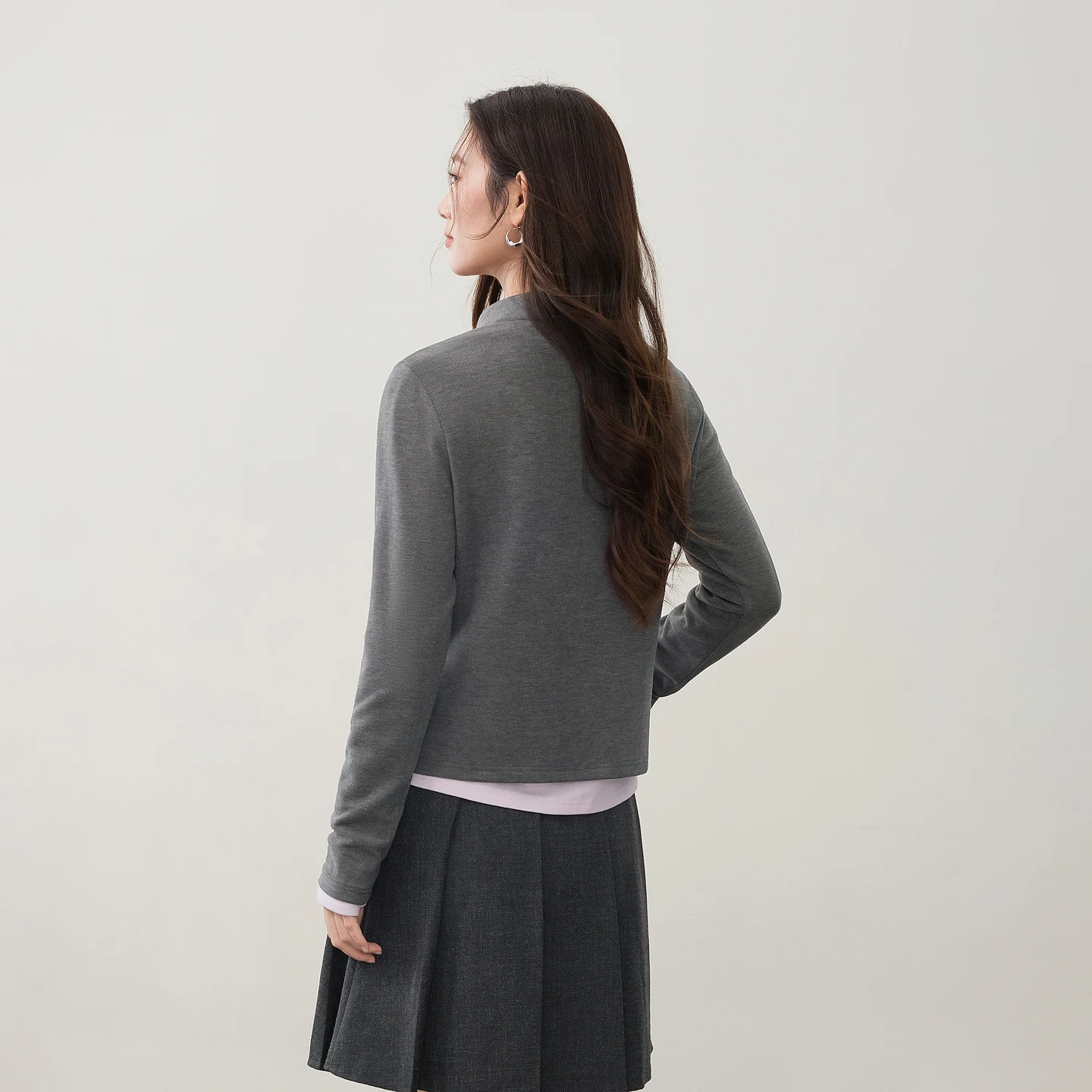 SENTUBILA Women's Long Sleeve Tops Mulberry Silk Wool Blend Half‑Zip 2026 Winter Slim Fit Base Layer Inner Wear Shirt 164SF7937