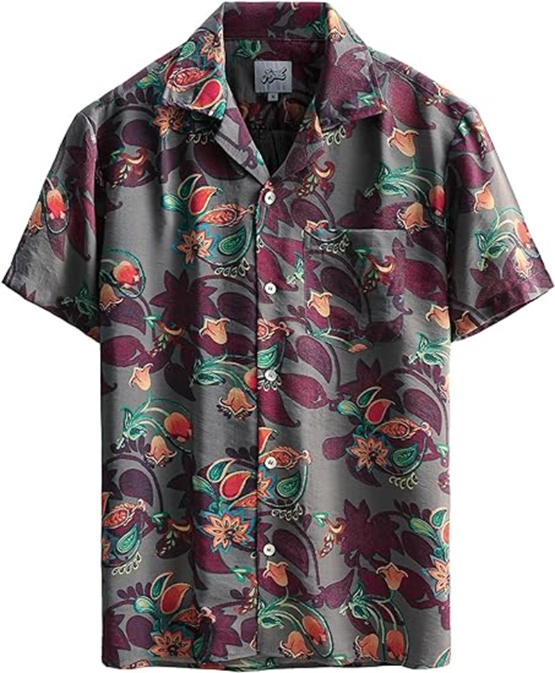 Camisa con estampado 3D Vintage para hombre, camisa de manga corta con solapa de botones, Tops de alta calidad, ropa Unisex