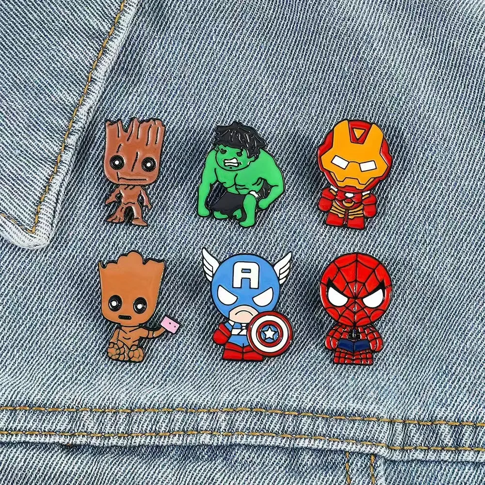 6pcs Disney Hero Cartoon Pins Brooch Set Gift Enamel Lapel Pin Clothing Backpack Decoration DIY Accessories