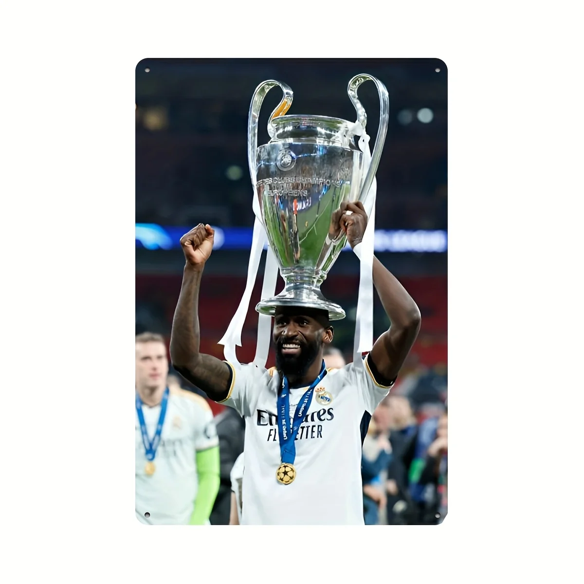 Soccer Trophy Metal Wall Art Sign - Anime-Themed High Quality & Weather-Resistant Iron Decor with Pre-Drilled Holes, Featuring