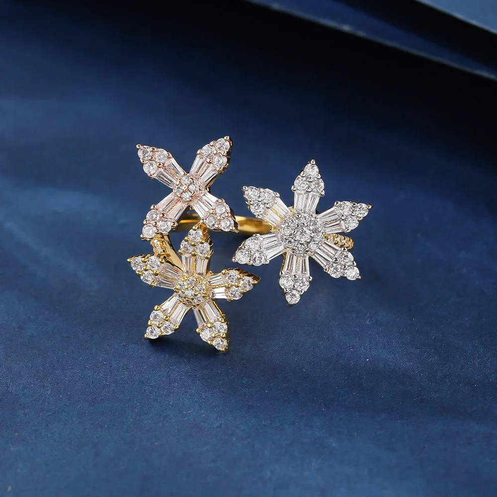 Cincin Wanita Zirkonia Kubik Tipe Daun Sederhana Mode Permata Perhiasan Pernikahan & Pertunangan Pengantin Keluaran Baru 2025 Diskon Besar