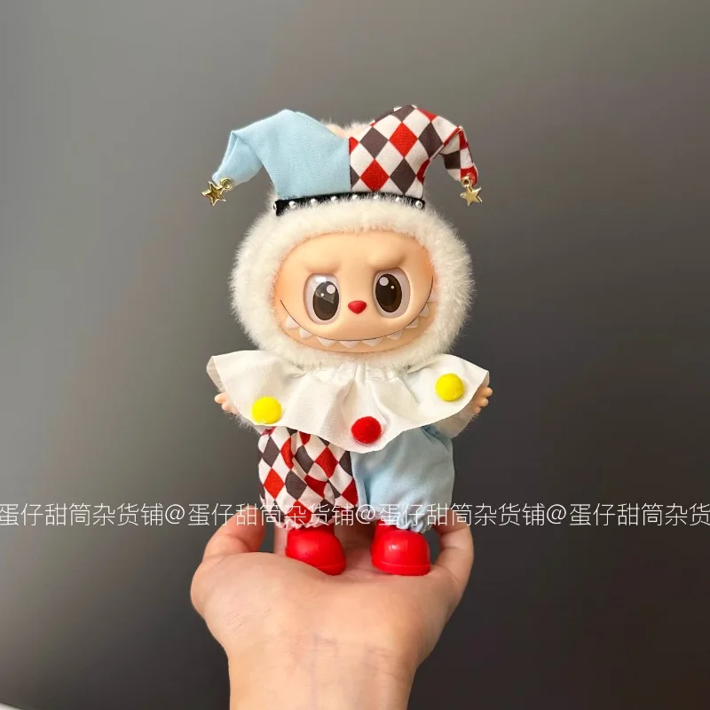 

Pure Hand-made For Labubu Baby Clothes Vinyl Blind Box Heart Macaron Front High Energy 3.0 Circus Clown Clothes
