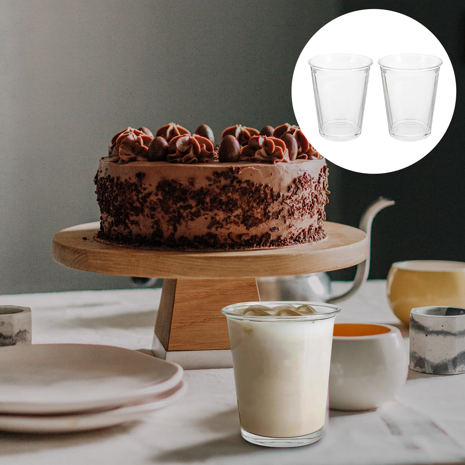 

2Pcs Glass Coffee Mug Clear Breakfast Cup Smooth Surface Fine Texture Wonderful Workmanship Not Easy to Deform for Home