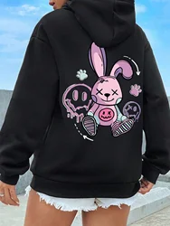 Easter bunny Printed Female Hoodies Hip Hop Street Casual Fashion Hoodie Loose New Sweatshirts Autumn Warm Fleece Clothing