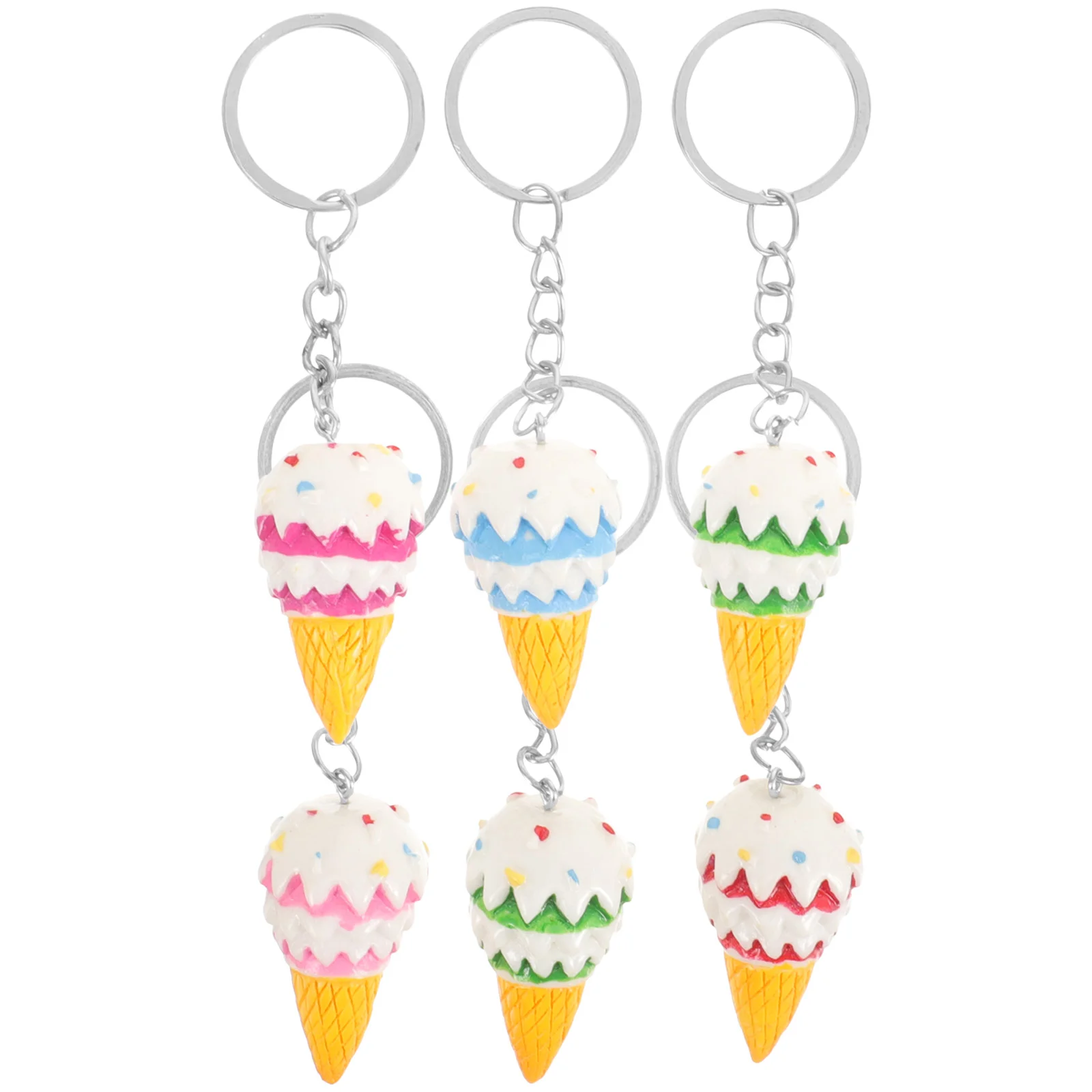 6PCS Adorable Ice Cream Keychains Simulated Ice Cream Keyring Decor Creative Ice Cream Key Ring Ornament Stylish Resin Ice Cream