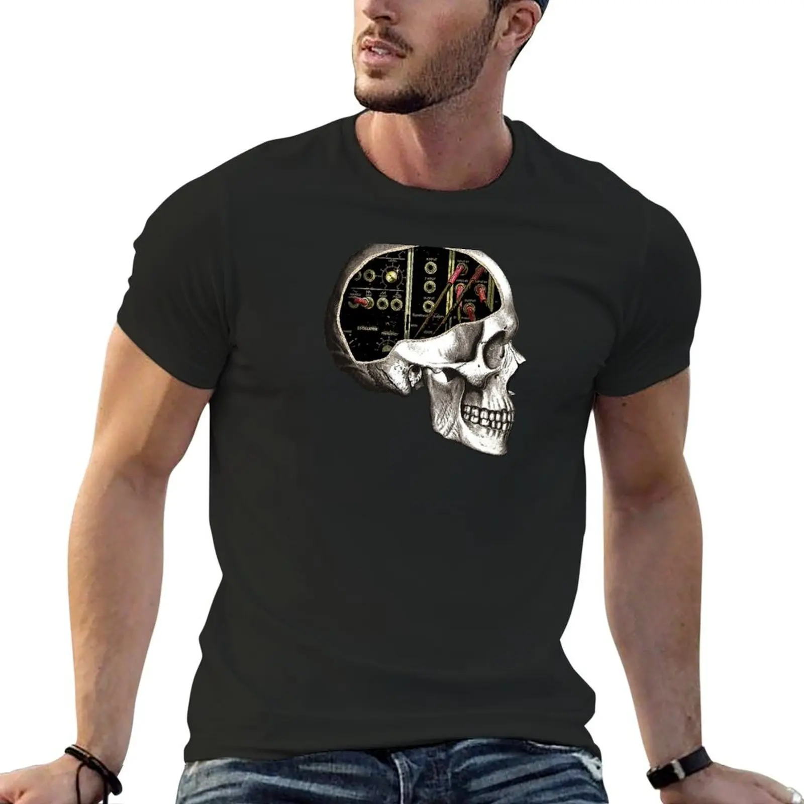 Analog Modular Synthesizer Skull for Synth Nerd T-Shirt custom t shirt anime figures sublime shirts graphic tee men