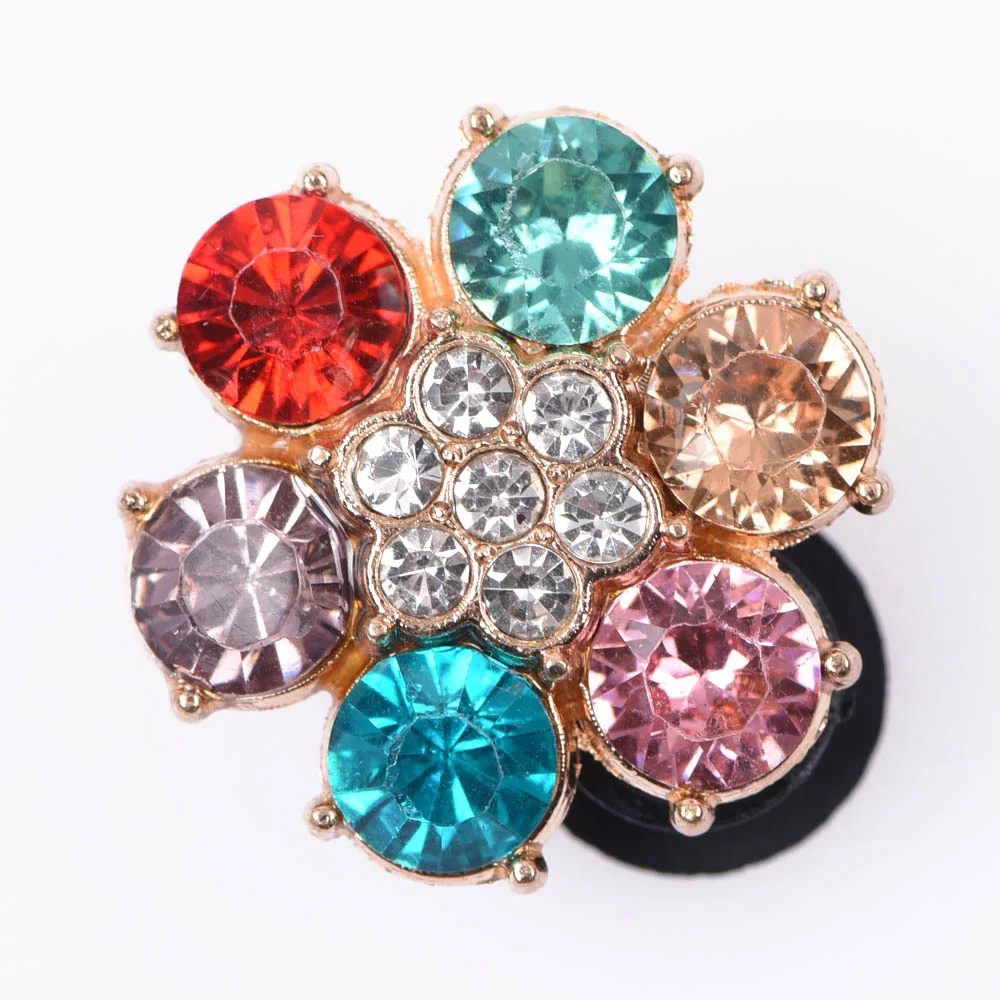 1 Pcs Metal Shoes Decorations Bling Diamonds Shoe Charm Colorful Flower Leaf Decoration Love Girl's Gift Bracelet Accessories