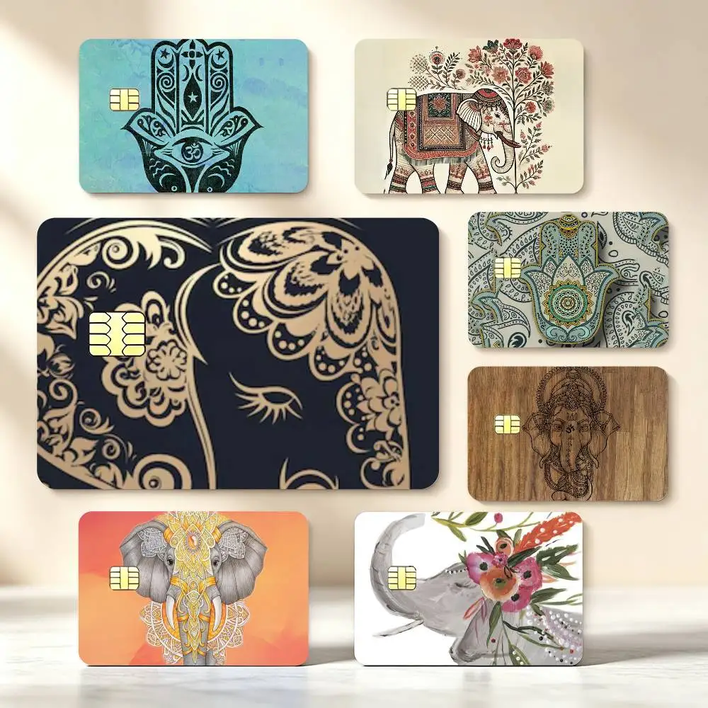 Indian Animal Elephant High‑Def Game Chip Decals Credit Card Tiny Waterproof Vinyl Decor Practical Present