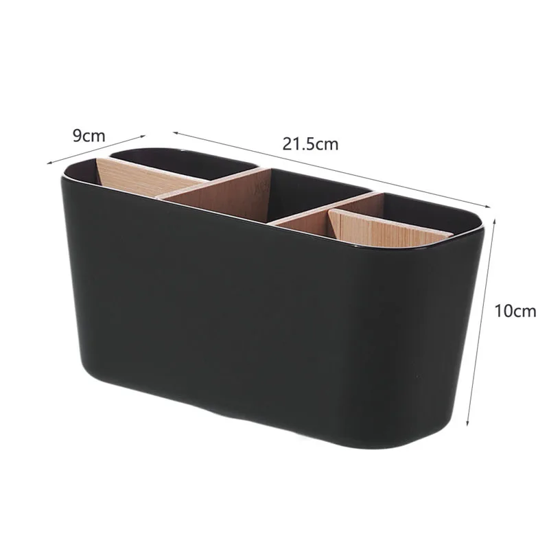 Organizador de brochas de maquillaje de bambú con 5 compartimentos 2