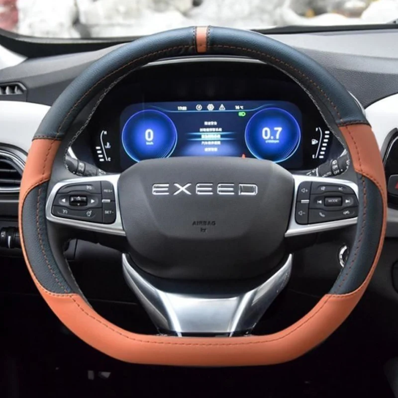 

Чехол на руль автомобиля для Chery Exeed VX TXL LX PU, дышащий Противоскользящий чехол из искусственной кожи для украшения автомобиля, аксессуары для ...