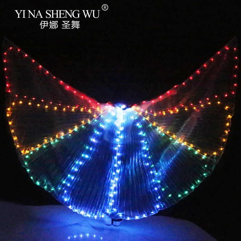 Butterfly Colorful Belly Dance Performance Costume LED Wings Dance Accessories Girls LED Wings LED Butterfly Wings NO STICKS